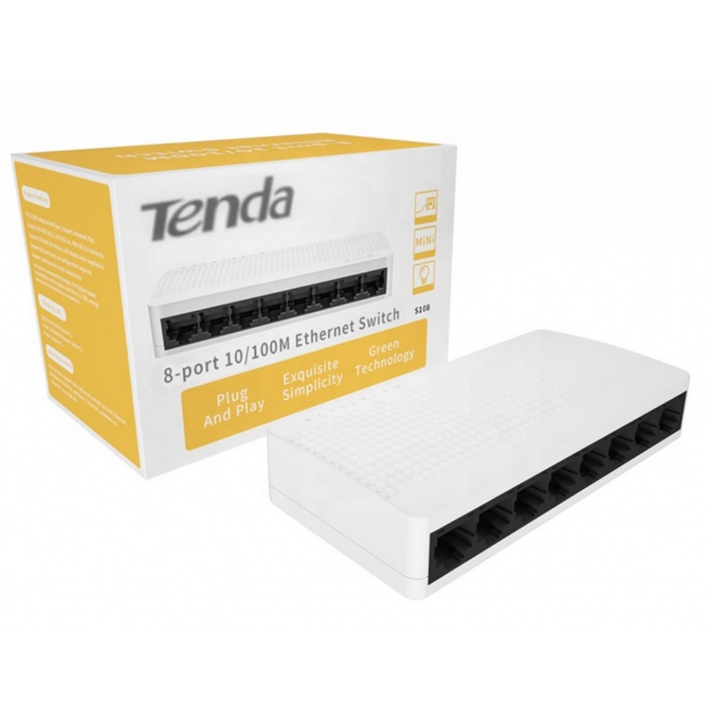 SWITCH TENDA S108 | 8 PUERTOS | 10/100 MBPS | CARCASA DE PLáSTICO