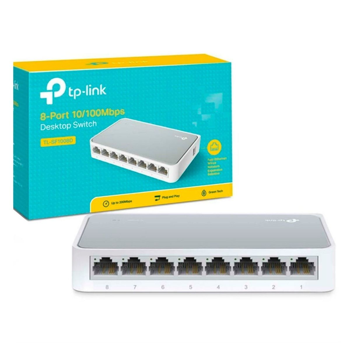 SWITCH TP-LINK TL-SF1008D | 8 Puertos | 10/100 Mbps | Carcasa de plástico