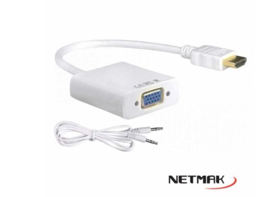 CONVERSOR HDMI A VGA CON AUDIO NETMAK NM-C81A
