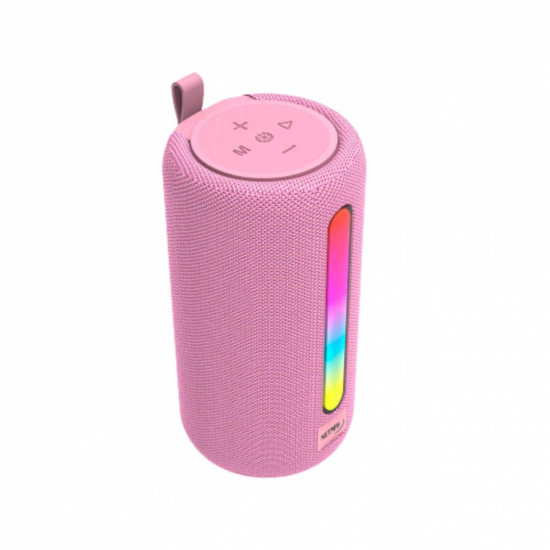 PARLANTE PORTATIL BLUETOOTH NETMAK NM-MUV ROSA CON LUZ 5W	