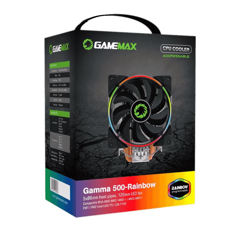 COOLER GAMEMAX GAMMA 500 RAINBOW	775 /1150 / 1151 / 1155 /1156 / 1366 / 1200 / 1700 AMD AM3 / AM4 / AM5