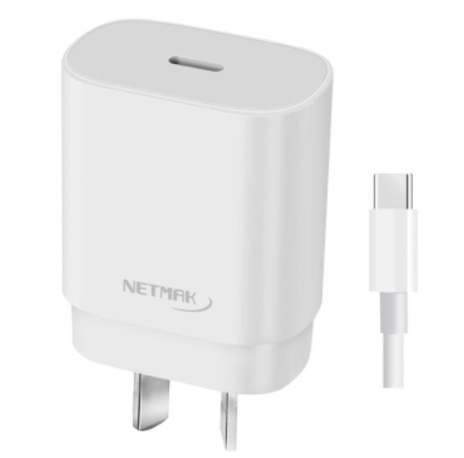 CARGADOR USB TIPO C NETMAK NM-CP2 30W | INCLUYE CABLE USB-C A USB-C