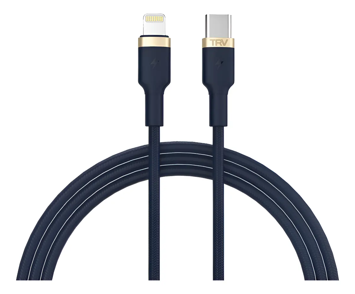 CABLE USB TIPOC A LIGHTNING TRV CAB117 1M 3A AZUL NYLON TRENSADO