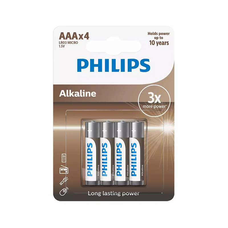 PILA AAA PHILIPS ALCALINA PACK X4 LR03A4B/77	