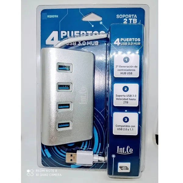 HUB USB 3.0 4 PUERTOS INTCO KQ009H ALUMINIO