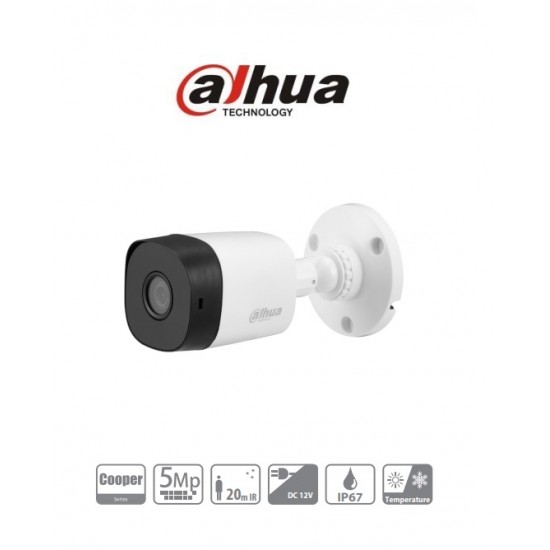 CAMARA DAHUA DH-HAC-B1A51P-0280B-S2 | 5Mpx | Bullet | 2.8mm | Plastica | 20mtrs IR