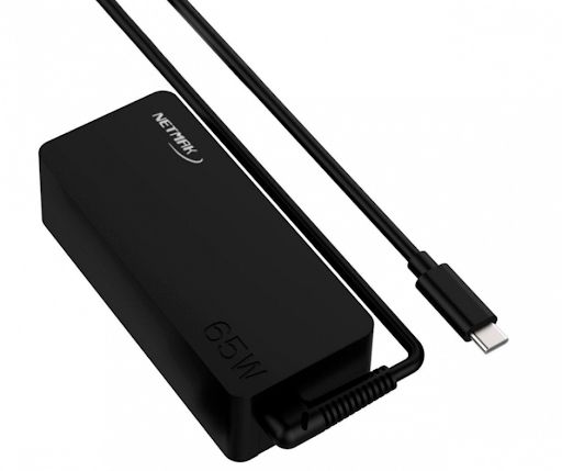 CARGADOR NOTEBOOK NETMAK NM-1265 65W FICHA USB-C PD 3.0	