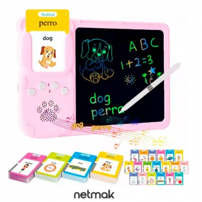 PIZARRA MAGICA NETMAK NM-PM102 ROSA CON TARJETAS DIDACTICAS	