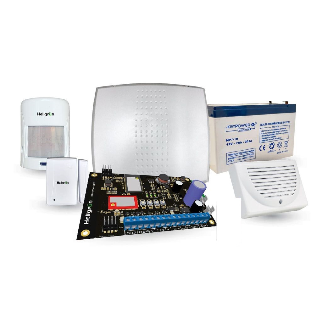 KIT HELLGRUN KUMMERT GL-K1-ULTRA | WIFI Y 4G CON APP  | PLACA 8 ZONAS CABLEADAS | 32 INALAMBRICAS | PIR INALAMBRICO CON BRACKET+PILA |MAGNETICO INALAMBRICO BLANCO | TRAFO 16V-1.5A | BATERIA 12V 7A | SIRENA INTERIOR | ALARMA |  MONITOREABLE SIA